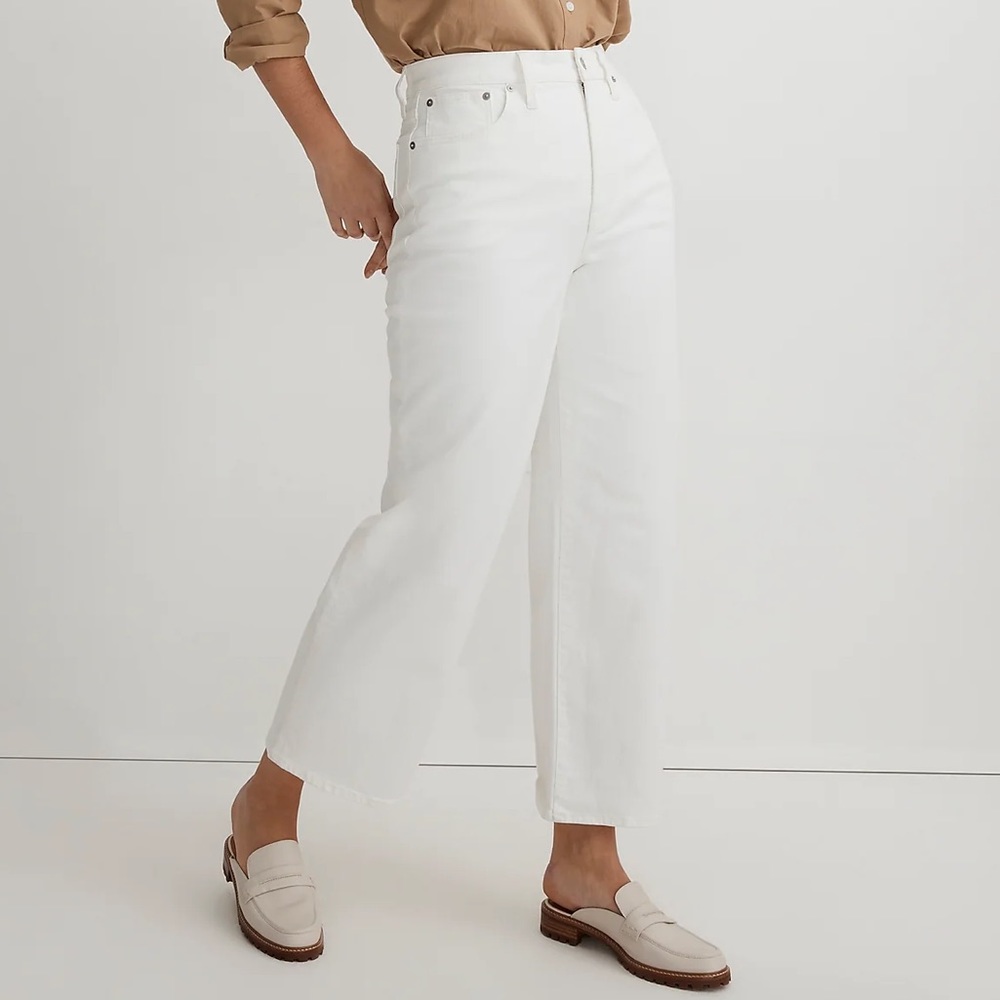 Madewell NWT Petite Perfect Vintage Wide Leg Crop Jeans Size 31P in Tile White